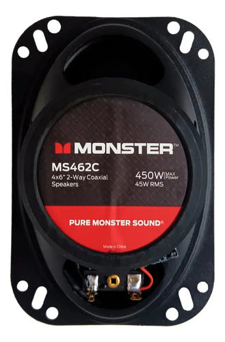 Bocinas Coaxiales 4x6 Pulgadas Monster Auto Ms462c 45w Rms Negro