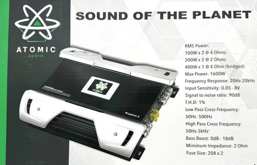 Amplificador 2 Canales Clase A/b 400w. Rms Atomic Krypton2