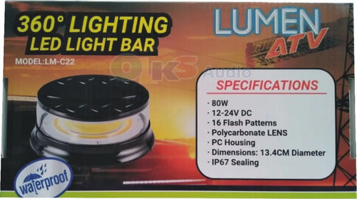 Torreta De Luz Led Blanco Y Ambar Ip6 Iman 80w Lumen Lm-c22