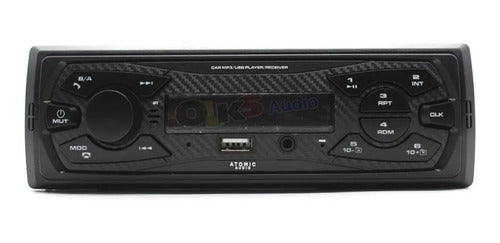 Autoestereo Fm Mp3 Usb Aux Bt Control 2 Rca Atomic Silver300