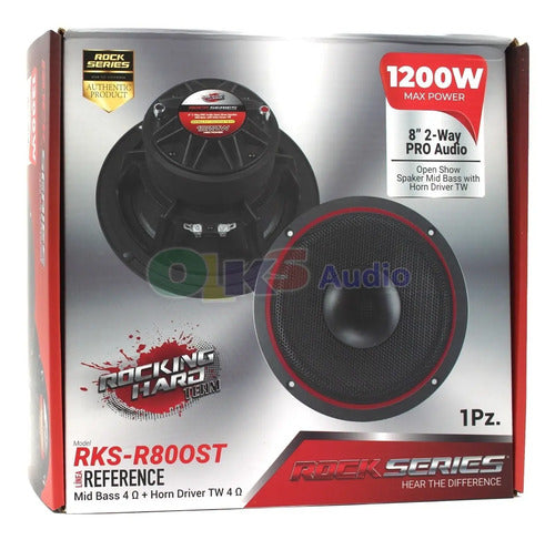 4 Medios Rango Con Driver De 8'' 1200w Rockseries Rks-r80ost