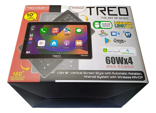 Pantalla Giratoria 1 Din 10 PLG Treo360x1 Wi Fi Car Play Color Negro