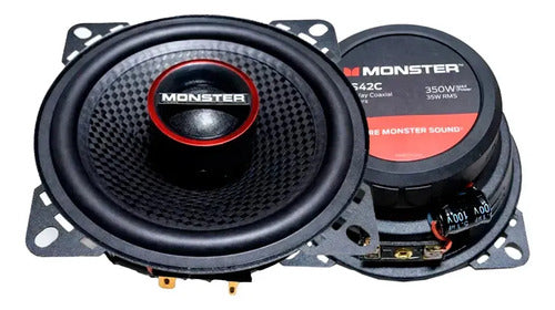 Bocinas Coaxiales De 4 Pulgadas Monster Ms42c 35 W Rms Negro