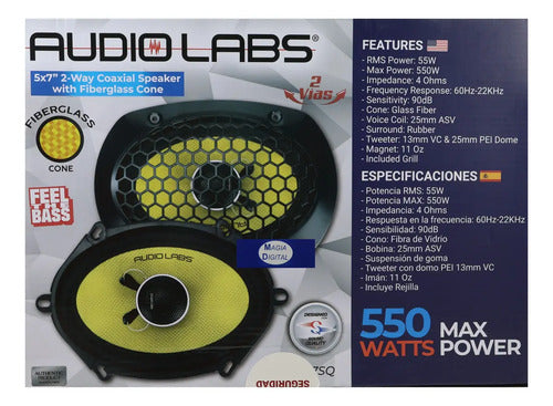 Par Bocinas 5x7puLG Fibra Vidrio 55w Rms Audiolabs Adl-f57sq