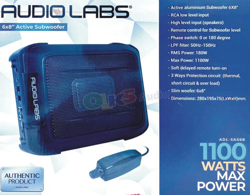 Subwoofer Amplificado Audio Labs Adl-sas68 1000w 6x8puLG Color Negro
