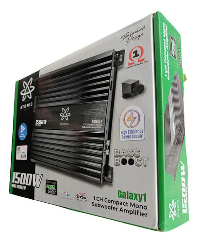 Amplificador Atomic 1 Canal Galaxy1 1500w Bass Open Show Color Negro