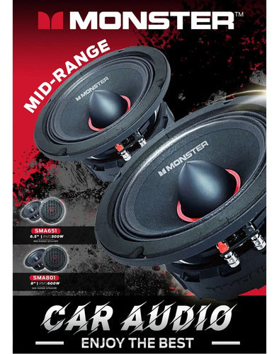 Medio Rango Monster Sma651 6.5 PuLG 500 Rms 8 Ohms Open Show Color Negro