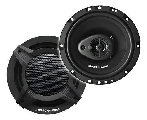 Bocinas Coaxiales 4 PLG Atomic Audio Iron4 500w Max 3 Vias Color Negro