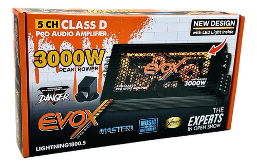Amplificador 5 Canales 110wx4 Led Negro Evox Lightning1800.5