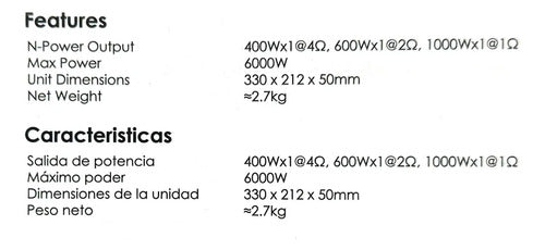 Amplificador 1 Canal Clase D 400w Rms Nakamichi Nktd1000.1