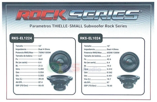 2 Subwoofers De 10'' 650w. Rms 4+4 Ohm Rockseries Rks-el1024 Color Negro