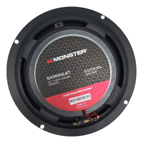 Bocinas Monster Full Range 3 Vías 6.5 Pulgadas 600w Sxd654la Negro