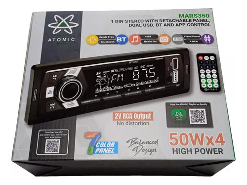 Autoestereo Bt 2usb App Control 7colores 4rca Atomic Mars350