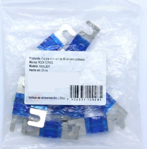 Paquete 10 Fusibles Mini Anl 60a Azul Rockseries Manl60p