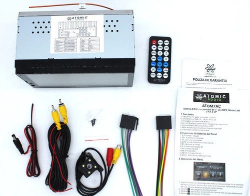 Estereo Pantalla Atomic Atom7ac 7 PLG 2 Din Car Play Color Negro