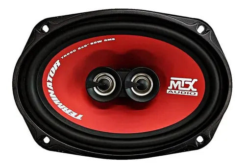Bocinas 6x9 Triaxiales 3 Vias 320 Watts Mtx Terminator Tr69c Color Negro Con Rojo Naranja