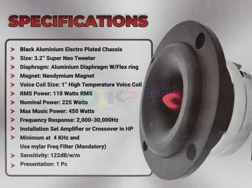 2 Tweeter Bala De 3.2'' 110w. Rms Spl. Rockseries Rks-r350tw
