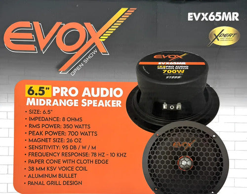 Medio Rango De 6.5'' 350w. Rms 700w. Max 8 Ohms Evox Evx65mr