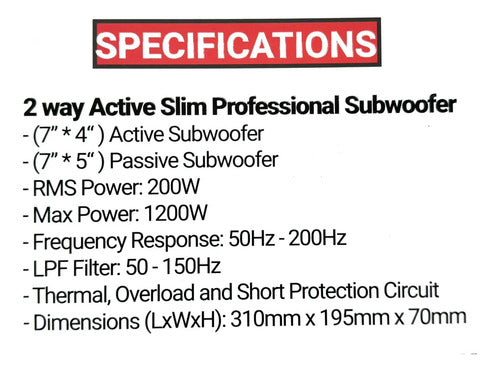 Subwoofer Amplificado 7x5 2 Vías 1200w Rockseries Rks-p77pss