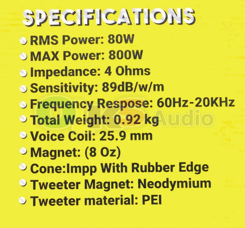 Par Bocinas De 6x9 Pulgada 3 Vias 80 Watts Rms Coustic Pro69