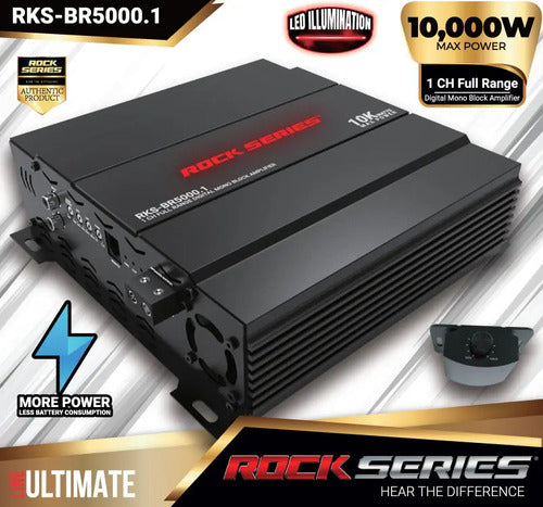 Amplificador Rock Series Rks-br5000.1 10,000w Max Clase D 1c Negro