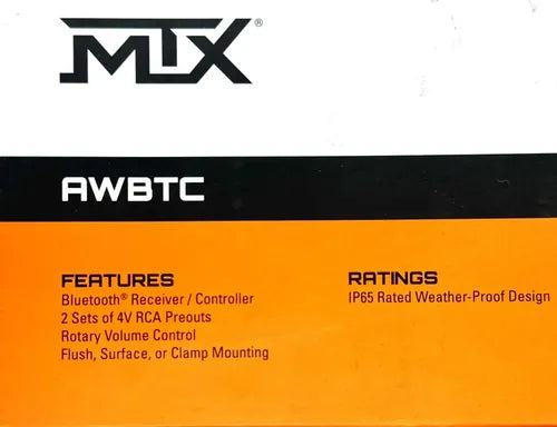 Receptor Bt Y Control Remoto Contra El Agua 4v Rca Mtx Awbtc