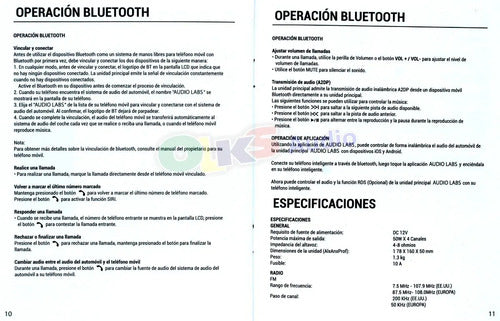 Autoestereo Cd Am Fm Bt Siri App 4rca 2v Audiolabs Adl-560cd