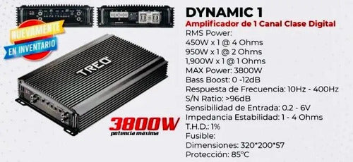 Amplificador Treo 1 Canal Clase D 3800w Max Dynamic 1 Negro