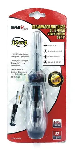 Desarmador Multipuntas Easytool 12 Puntas Intercambiables Extensión 3.5 Plástico