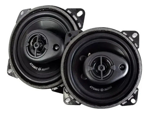 Bocinas Coaxiales 4 PLG Atomic Audio Iron4 500w Max 3 Vias Color Negro