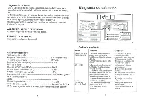Estéreo 1 Din Pantalla Táctil Rgb Usb Bt Mp3 Treo Treof1ts