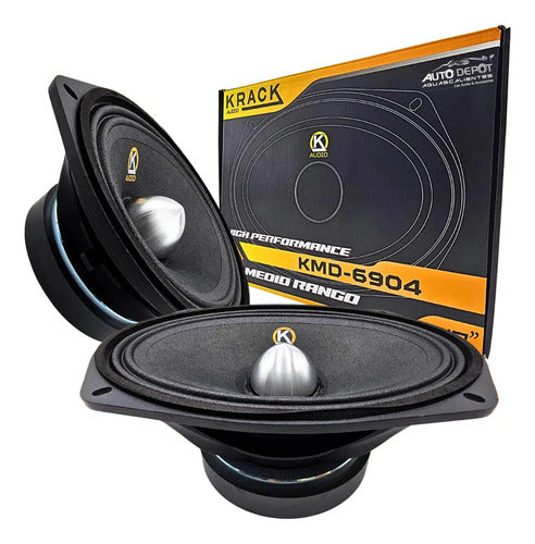 Krack Medio Rango 6x9 Pulgadas 200w Rms 4 Ohm Kmd-6904 Auto Camioneta Negro
