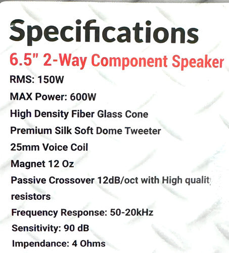 Set De Medios De 2 Vias 6.5 6-1/2 600 Watts Treo Symphony65c