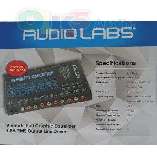 Ecualizador Parametrico De 9 Bandas 8v. Audiolabs Adl-eq9
