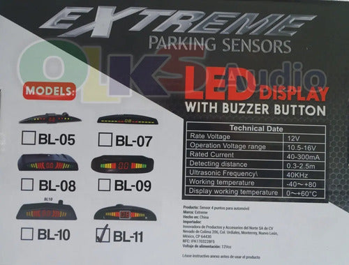 Kit De 4 Sensores De Reversa Universal Carro Display Extreme