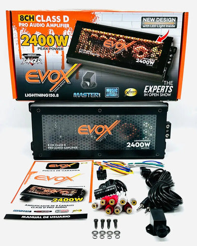Amplificador 8 Canales Clase D Evox Lightning150.8 Led Negro