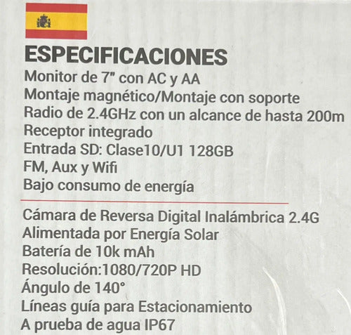Cámara Solar Inalámbrica Y Monitor 7'' Wifi Treo Tr-mt7cpmag