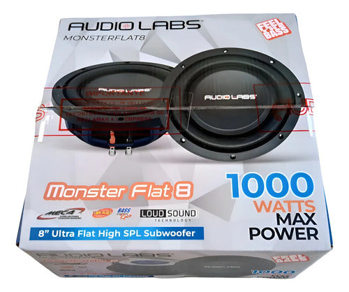 Subwoofer Plano 8'' 500w. Rms 2+2 Ohm Audiolabs Monsterflat8