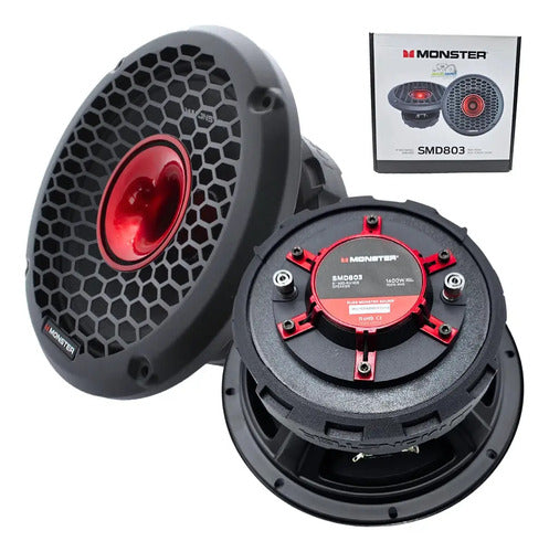 Par De Medios Rangos Con Driver De 8 700w Rms Monster Smd803