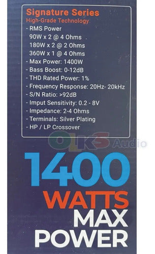 Amplificador A/b 2 Canales 360w. Rms @2 Audiolabs Adl-c160.2