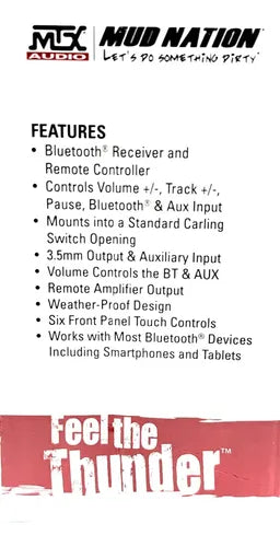 Receptor Bt Y Control Remoto Con Switch Ip65, Aux, Mtx Awbtc