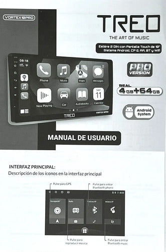 Estereo Pantalla De 10'' 2 Din Wifi Carplay Treo Vortex10pro