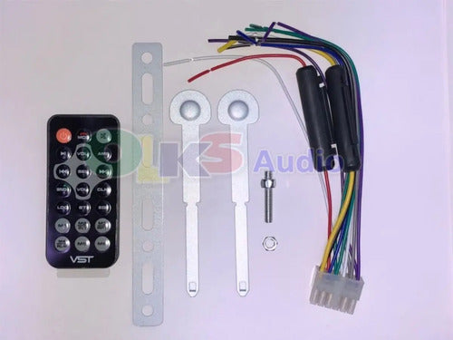 Autoestéreo Doble Din Bluetooth Usb Sd Aux Vst Vcd-651b Control Negro