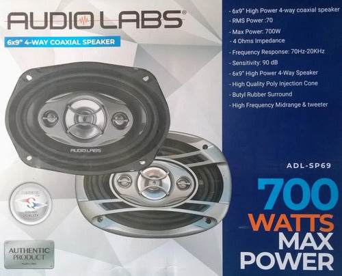 Par De Bocinas 6x9 4 Vias 70w. Rms 350max Audiolabs Adl-sp69