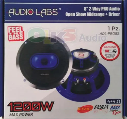2 Medio Rango Con Driver De 8'' 600w Rms Audiolabs Adl-pro8s Color Negro Con Azul Negra Co