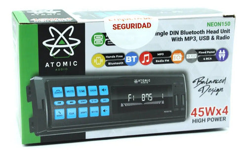Estéreo 1 Din 2 Usb Mp3 4 Rca Bt Atomic Neon150
