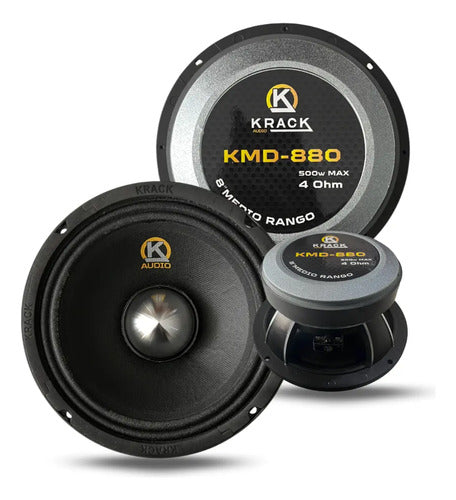 Par Medio Rango Krack Audio 8 Kmd-880 250w Rms/500w Max Color Negro