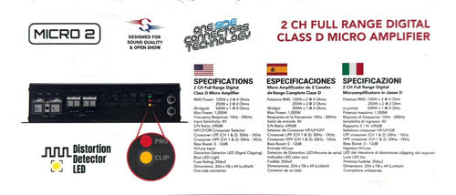 Amplificador Micro Clase D 2 Canales 125w @4ohms Treo Micro2