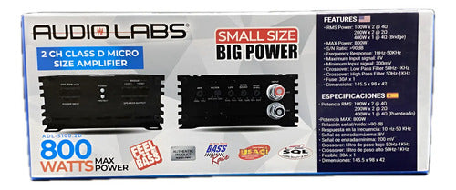 Mini Amplificador 2 Canales Audio Labs Adl-s100.2 800w Negro