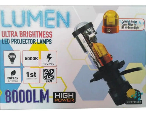 Par Luces Focos Led Con Lupa X Faros H7 36w 8000l Lensledh7